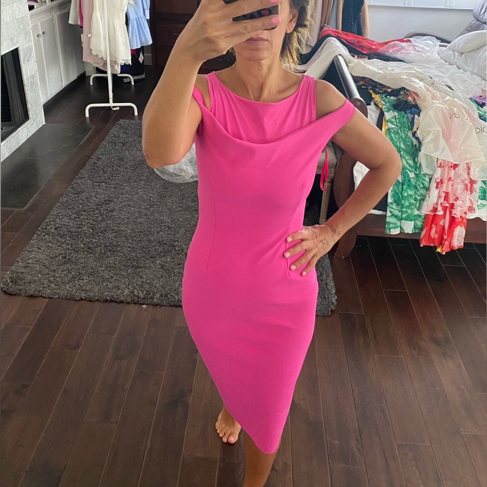 Chiara Boni La Petite Robe cocktail dress fuscia slimming tight body on sz40 NWT